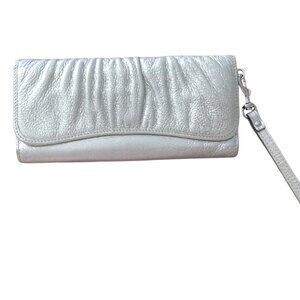 Borsalini Gold Metallic Leather Envelope Clutch Wallet/Purse/Wristlet